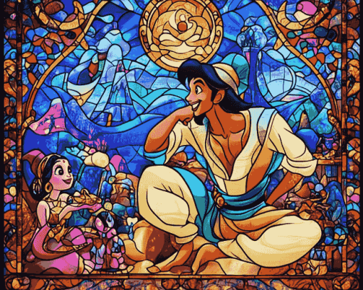 Aladdin Stained Glass Animation Diamond Painting