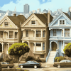 Alamo Square Vintage Homes Diamond Painting