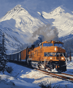 Alaska Winter Railroad Landscapes Diamond Painting