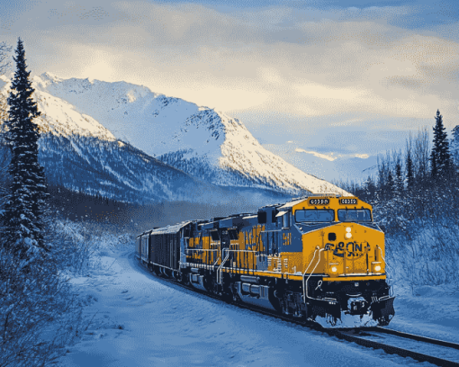 Alaska Winter Train Diamond Painting