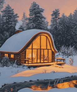 Amazing Snowy Bungalow Diamond Painting