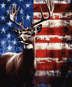 American Flag Deer Silhouette Diamond Painting