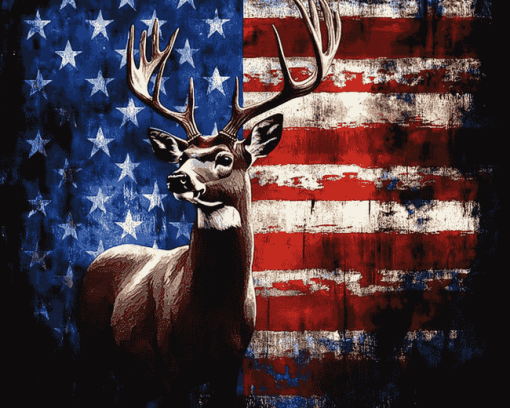 American Flag Deer Silhouette Diamond Painting