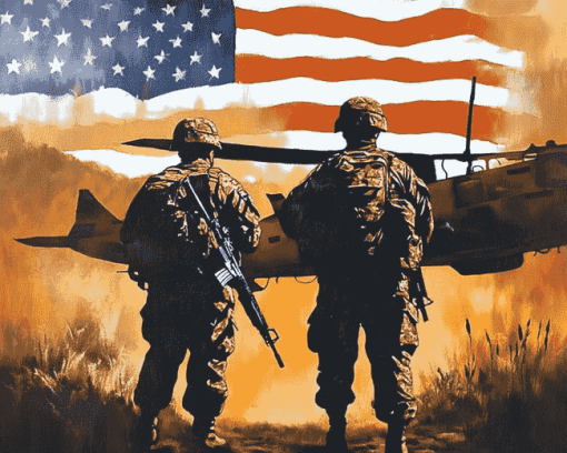 American Soldiers Silhouette Diamond Painting