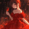 Anime Girls in Red Diamond Painting