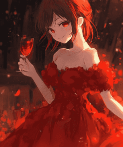 Anime Girls in Red Diamond Painting