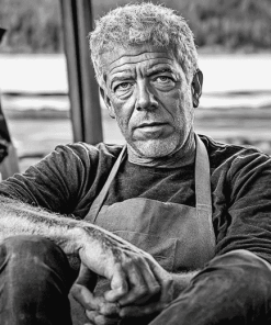 Anthony Bourdain Black and White Diamond Painting