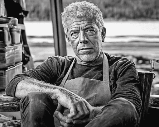 Anthony Bourdain Black and White Diamond Painting