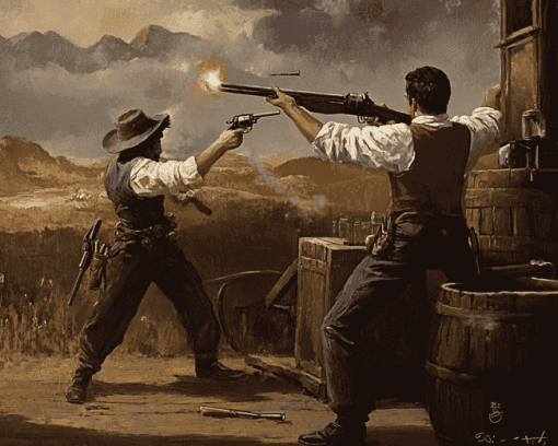 Antique Gun Fight Diamond Painting