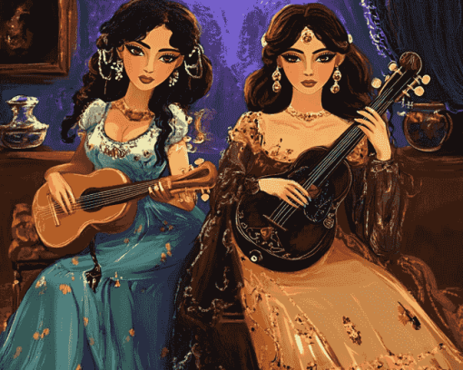 Arab Musician Women Animation Diamond Painting