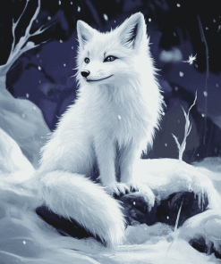 Arctic Fox Winter Scene Diamond Painting