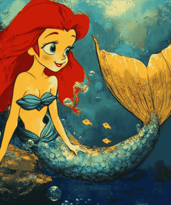 Ariel and Flounder Mermaid Diamond Painting