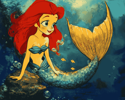 Ariel and Flounder Mermaid Diamond Painting