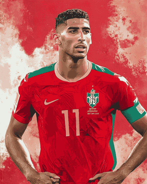 Ashraf Hakimi Famous Footballer Diamond Painting