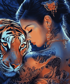 Asian Lady With Tiger Diamond Painting