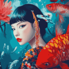 Asian Lady with Fish Diamond Painting