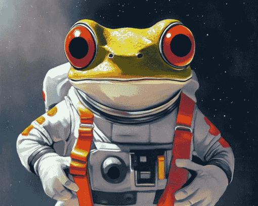 Astronaut Cartoon Frog Diamond Painting