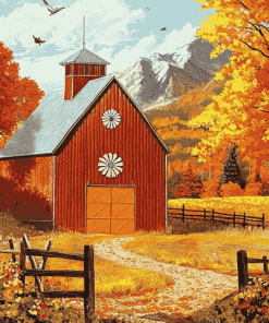 Autumn Barn Landscapes Diamond Painting