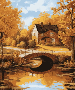 Autumn Bridge Valley Diamond Painting