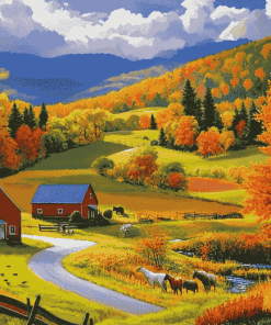 Autumn Country Landscapes Diamond Painting