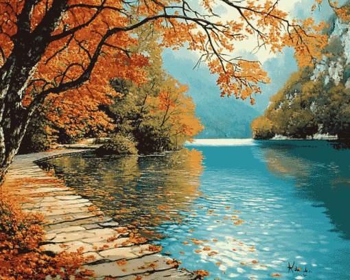 Autumn Jezera Lake Croatia Diamond Painting