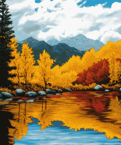 Autumn Lake Landscape Diamond Painting