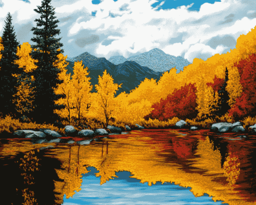 Autumn Lake Landscape Diamond Painting