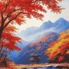 Autumn Naejangsan Mountain Scenery Diamond Painting