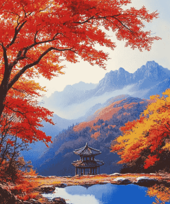 Autumn Naejangsan Mountain Scenery Diamond Painting