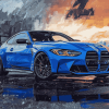 BMW M4 Blue Engines Diamond Painting