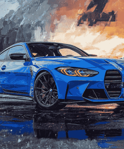 BMW M4 Blue Engines Diamond Painting