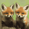 Baby Fox Cubs Diamond Painting