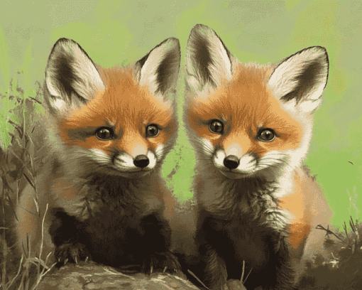 Baby Fox Cubs Diamond Painting