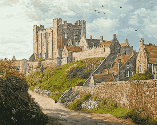 Bamburgh Castle Scene Diamond Painting