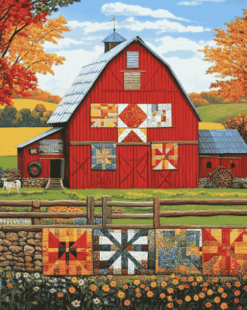 Barn Quilts on the Farm Diamond Painting