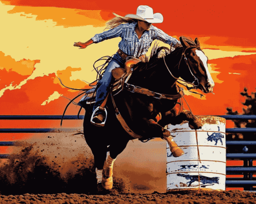 Barrel Racing Rodeo Sports Diamond Painting