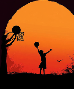 Basketball Sunset Silhouette Diamond Painting