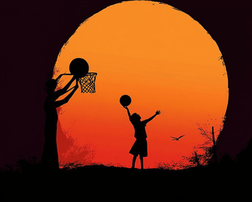 Basketball Sunset Silhouette Diamond Painting