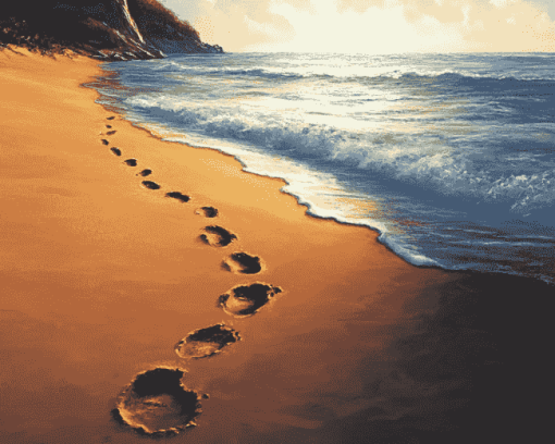 Beach Footprints Diamond Painting