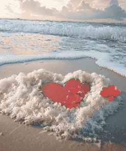 Beach Heart and Flower Seaside Diamond Painting