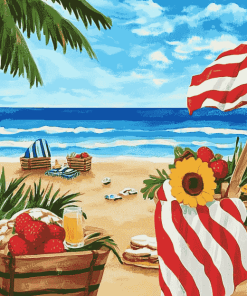 Beach Picnic Illustration Diamond Painting