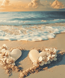 Beach Romance Hearts Diamond Painting