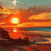 Beach Sunset Seascape Diamond Painting