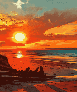 Beach Sunset Seascape Diamond Painting