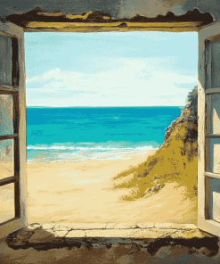 Beach Window Seascape Diamond Painting