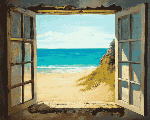 Beach Window Seascape Diamond Painting