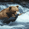 Bear Wildlife Fishing Diamond Painting