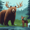 Bear and Moose Animation Diamond Painting