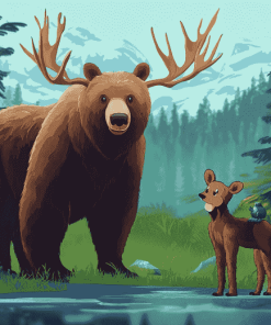 Bear and Moose Animation Diamond Painting