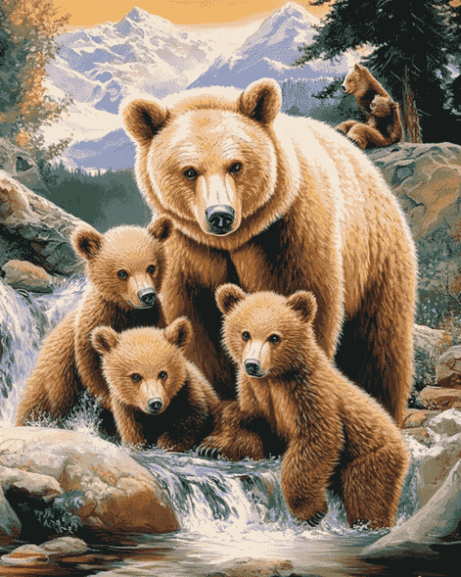 Bears Family Diamond Painting